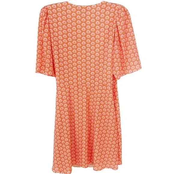 Alice + Olivia Sandra Floral Wrap Mini Dress Stamp English Rose Size 12 - Picture 4 of 5